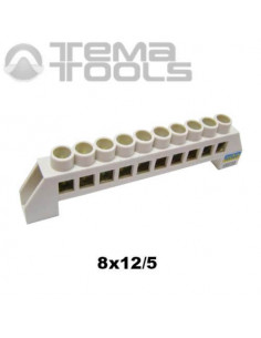 Шина нулевая в изоляторе 8x12 мм 5 отверстий белая