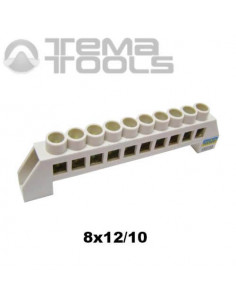 Шина нулевая в изоляторе 8x12 мм 10 отверстий белая