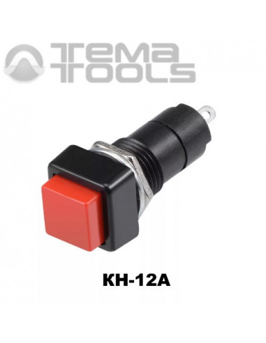 Кнопка нажимная КН-12А с фиксацией с красной квадратной клавишей