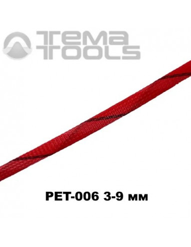 Обплетення для проводів PET-006 3-9 мм зміїна шкіра червона/прозора/чорний діагональ-3 (100 м уп.)