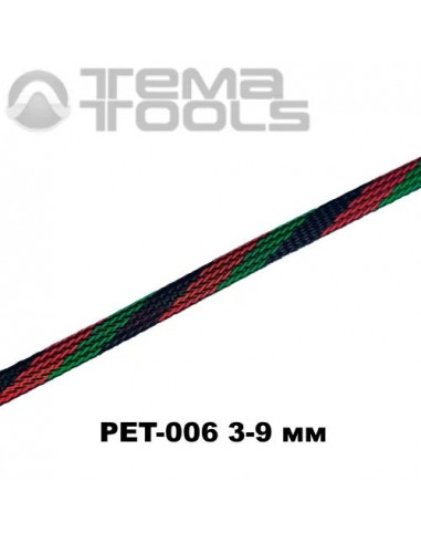 Обплетення для проводів PET-006 3-9 мм зміїна шкіра червоне/зелене/чорне діагональ-3 (100 м уп.)