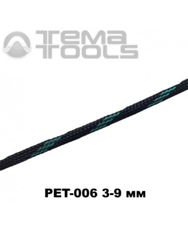 Обплетення для проводів PET-006 3-9 мм зміїна шкіра чорний/м'ятний діагональ-2 (100 м уп.)