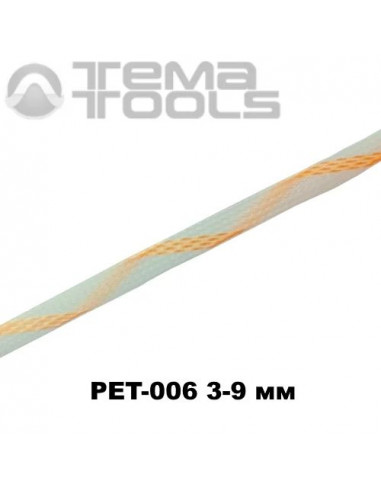 Оплетка для проводов PET-006 3-9 мм змеиная кожа золотой/прозрачный диагональ-2 (100 м уп.)