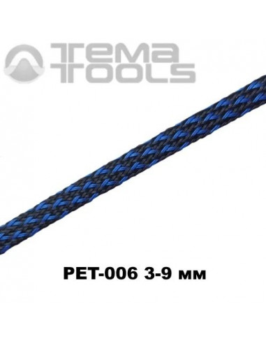 Оплетка для проводов PET-006 3-9 мм змеиная кожа черный/синий ромб (100 м уп.)