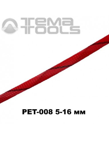 Обплетення для проводів PET-008 5-16 мм зміїна шкіра червона/прозора/чорний діагональ-3 (100 м уп.)