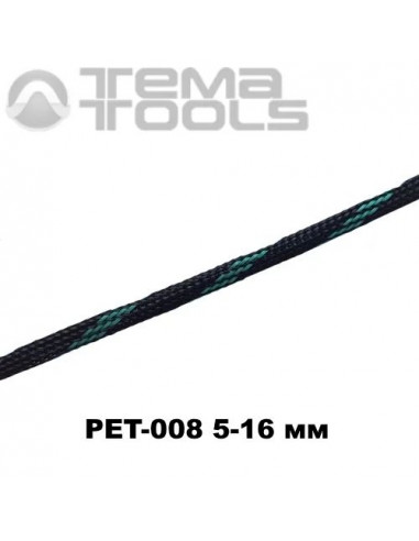 Оплетка для проводов PET-008 5-16 мм змеиная кожа черный/мятный диагональ-2 (100 м уп.)