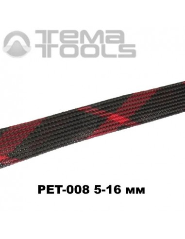 Обплетення для проводів PET-008 5-16 мм зміїна шкіра чорний/червоний х (100 м уп.)