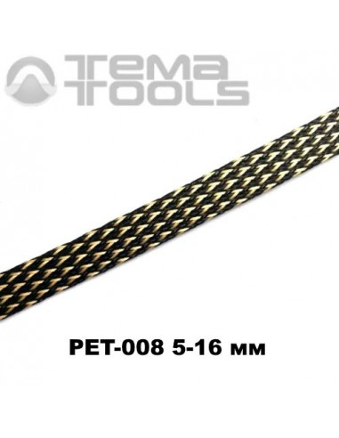 Оплетка для проводов PET-008 5-16 мм змеиная кожа черный/золотой ромб (100 м уп.)