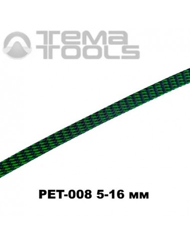 Оплетка для проводов PET-008 5-16 мм змеиная кожа черный/зеленый штрих-пунктир (100 м уп.)