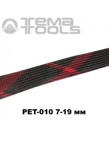Обплетення для проводів PET-010 7-19 мм зміїна шкіра чорний/червоний х (100 м уп.)