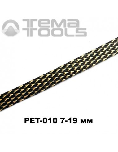 Оплетка для проводов PET-010 7-19 мм змеиная кожа черный/золотой ромб (100 м уп.)