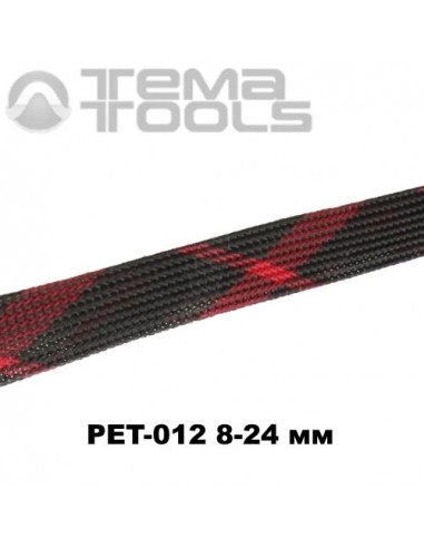 Обплетення для проводів PET-012 8-24 мм зміїна шкіра чорний/червоний х (100 м уп.)