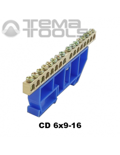 Шина нулевая 6х9-16 на DIN-рейку на изоляторе CD синяя