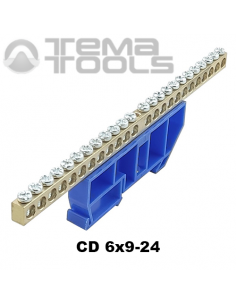 Шина нульова 6х9-24 на DIN-рейку на ізоляторі CD синя