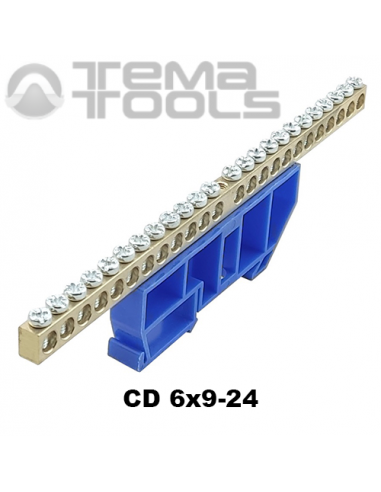 Шина нульова 6х9-24 на DIN-рейку на ізоляторі CD синя