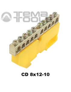 Шина нулевая 8х12-10 на DIN-рейку на изоляторе CD желтая