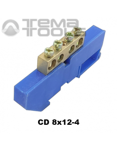 Шина нулевая 8х12-4 на DIN-рейку на изоляторе CD синяя