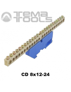Шина нулевая 8х12-24 на DIN-рейку на изоляторе CD синяя