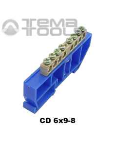 Шина нулевая 6х9-8 на DIN-рейку на изоляторе CD синяя