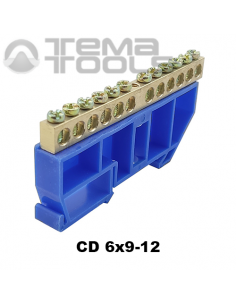 Шина нульова 6х9-12 на DIN-рейку на ізоляторі CD синя