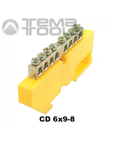 Шина нулевая 6х9-8 на DIN-рейку на изоляторе CD желтая