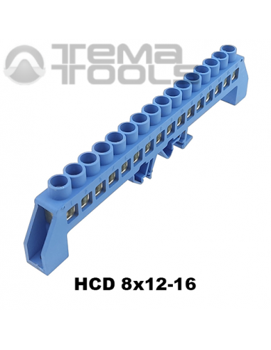 Шина нульова ізольована HCD 8x12-16 синя