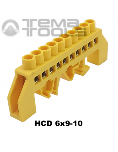 Шина нулевая изолированная HCD 6x9-10 желтая