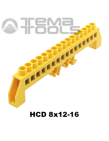 Шина нулевая изолированная HCD 8x12-16 желтая