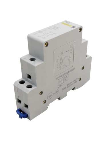 Контактор модульный КМ-1-25-20 25А 230AC 2NO 2р 1мод. на Din-рейку
