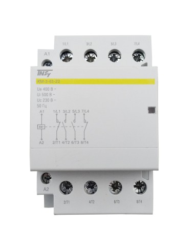 Контактор модульный КМ-3-63-22 63А 230AC 2NO-2NC 4р 3мод. на Din-рейку